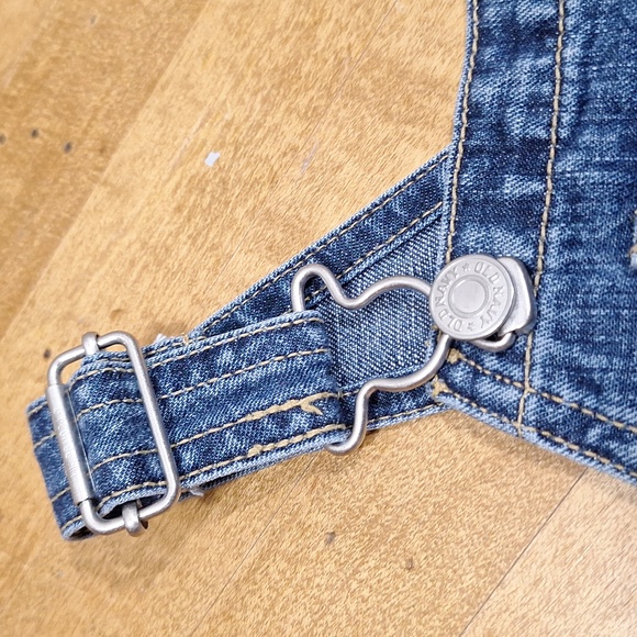 Vintage Old Navy Denim Kids Overall Shorts with Floral Embroidery Girls 2T - Picture 6 of 11